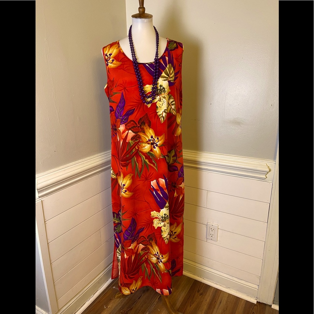 Maggie Sweet Tropical Maxi Dress M FREE SHIP